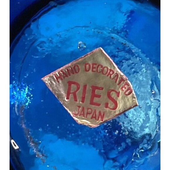 Jack in the Pulpit Hand Blown Art Glass Vase Stretched Blue 1960s Japan No Flaws - Picture 7 of 7